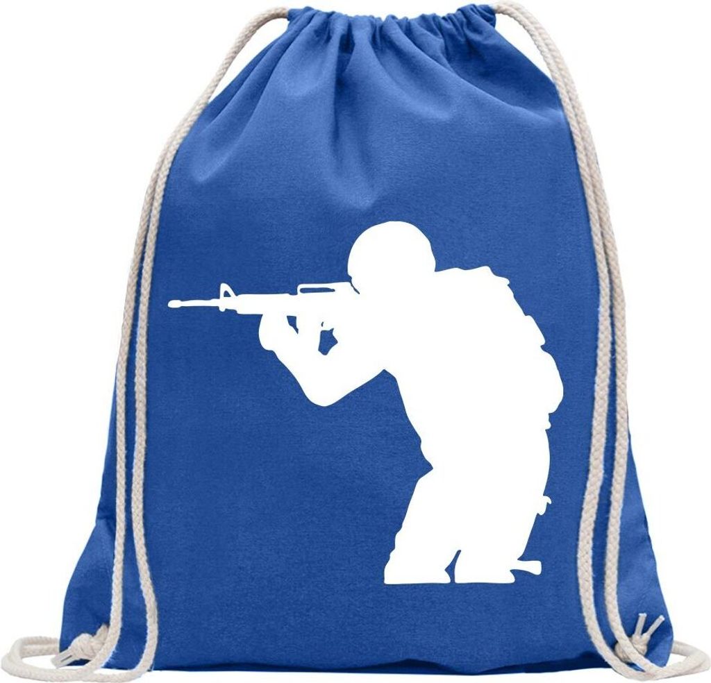 Kiwistar - Turnbeutel - royal - Armee - Motiv 3 - special forces - Fun Rucksack Sport Beutel Gymsack Baumwolle mit Ziehgurt
