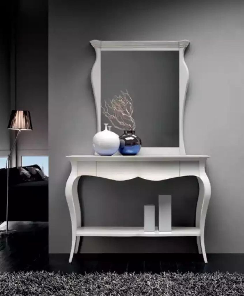 Tisch Klassische Konsole Spiegel Weiß Schminktisch Schlafzimmer Neu
