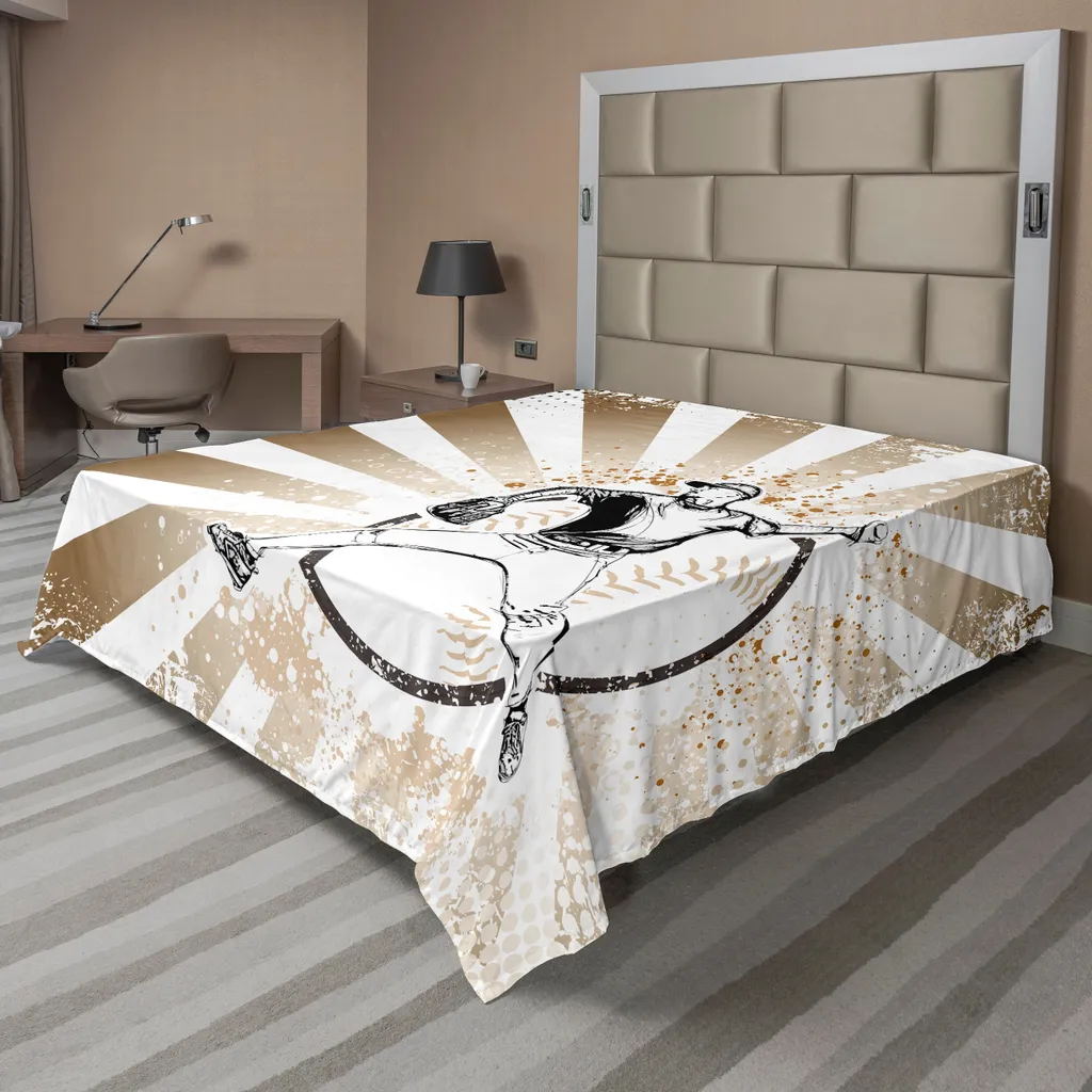 Drap de dessus imprimé Baseball pour chambre d'ado ou adulte 244x205 cm