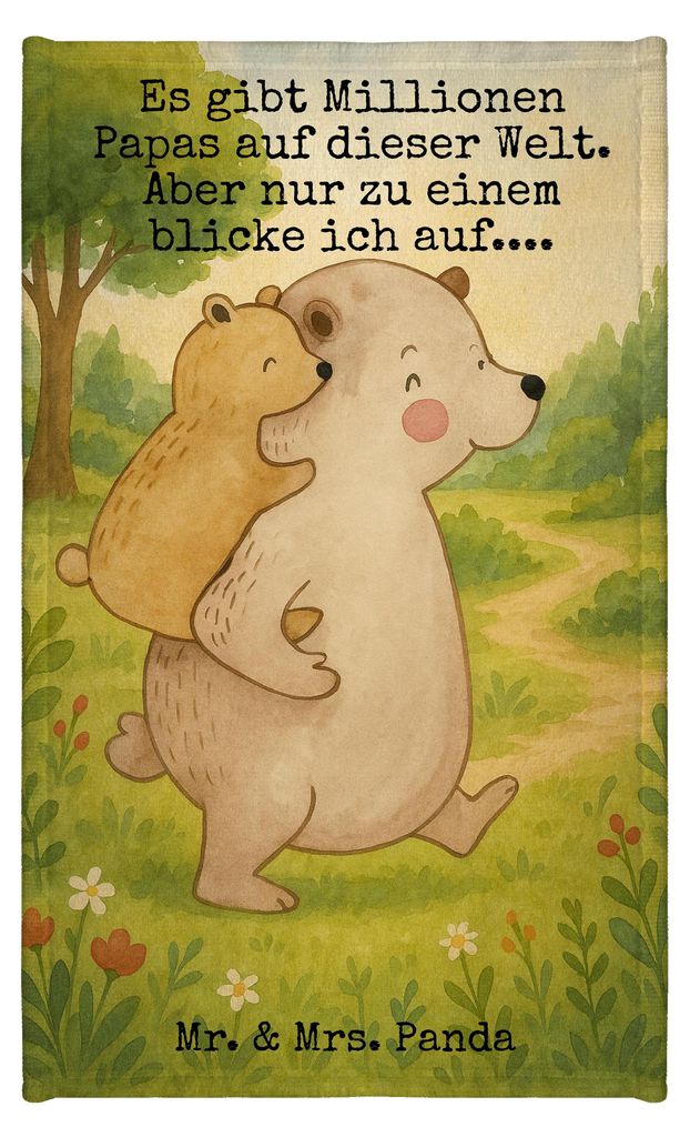 Mr. & Mrs. Panda Handtuch Papa Bär Design - Weiß - Geschenk, Vater, Mini-Handtuch, Vatertag, Klein, badezimmer, Kleines, Gästetuch, Muttertag, G...