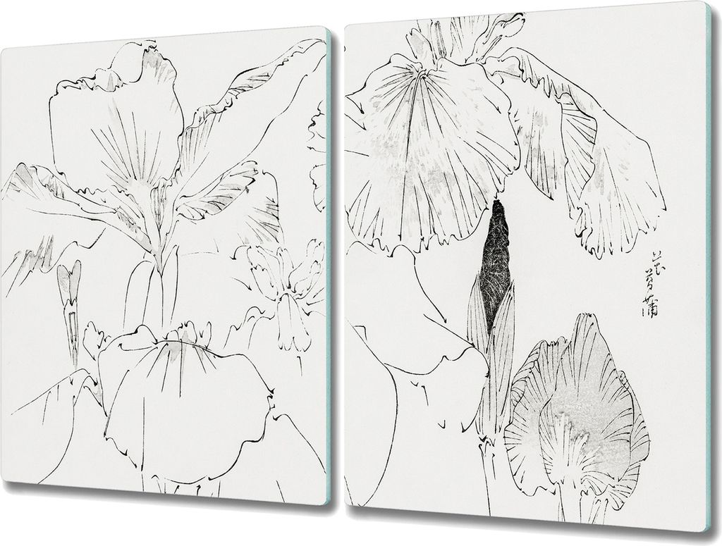 Coloray Schneidebrett Herdabdeckplatte 2x40x52 cm Kochplattenabdeckung Hackbrett Küchenbrett - Blumen Blätter