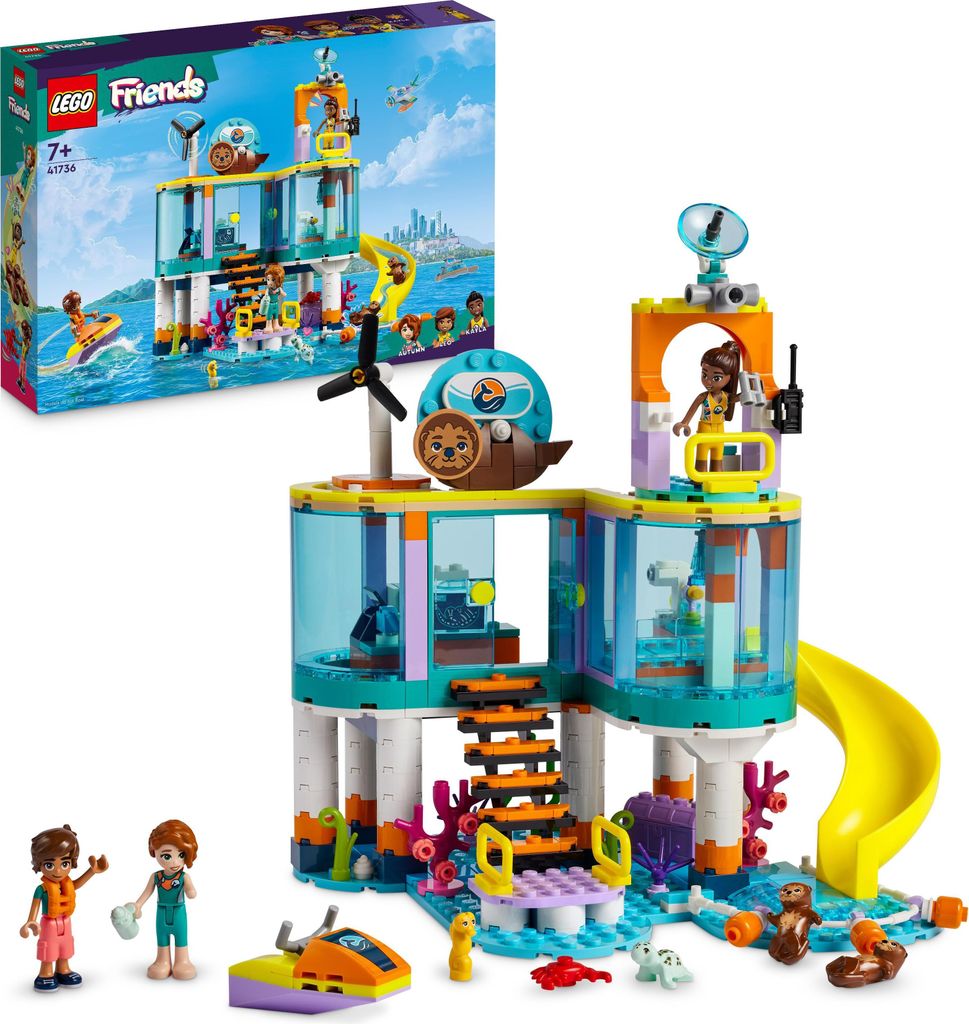 LEGO 41736 Friends Seerettungszentrum Tierarzt-Spielzeug für Kinder mit Otter-, Seepferdchen- und Schildkröten-Tierfiguren, Tierpflege-Spielzeug,...