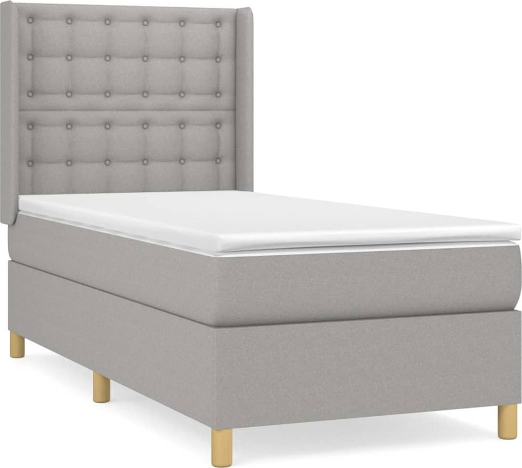 vidaXL Boxspringbett mit Matratze Hellgrau 90x190 cm Stoff