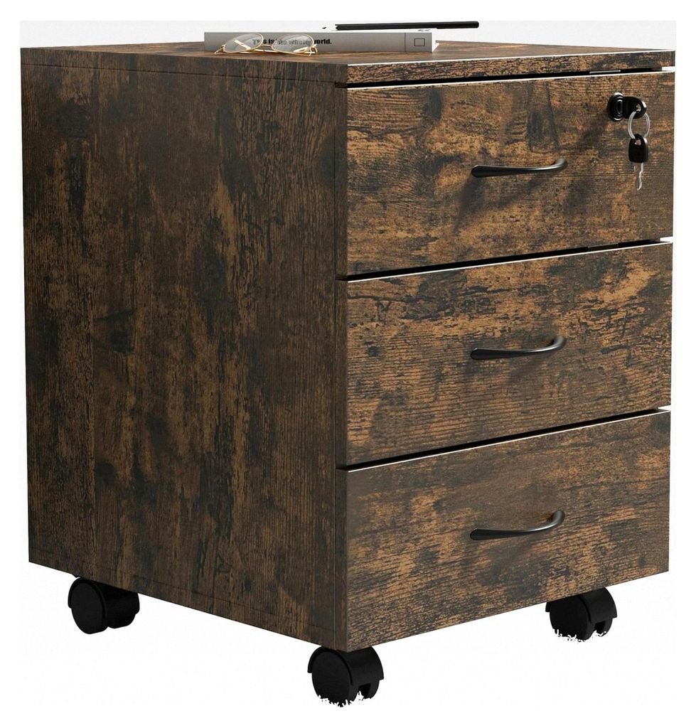 Rollcontainer | Beistellcontainer mit drei Schubladen | Maße ca. H. 55 x B. 40 x T. 44 cm | Abschließbarer Bürocontainer