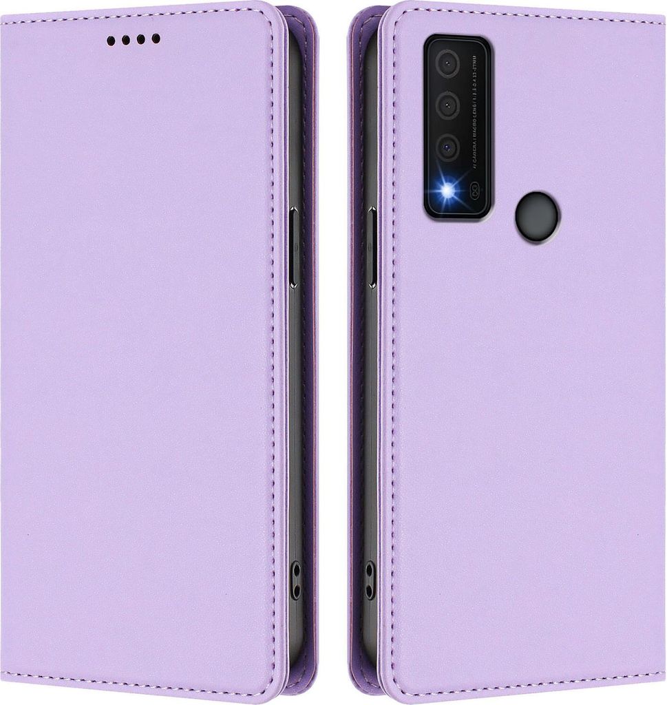 Handyhülle für TCL 30 XE 5G/TCL 30 V 5G, Kunstleder Klapphülle Stoßfeste Magnetische Hülle mit Ständer Violett