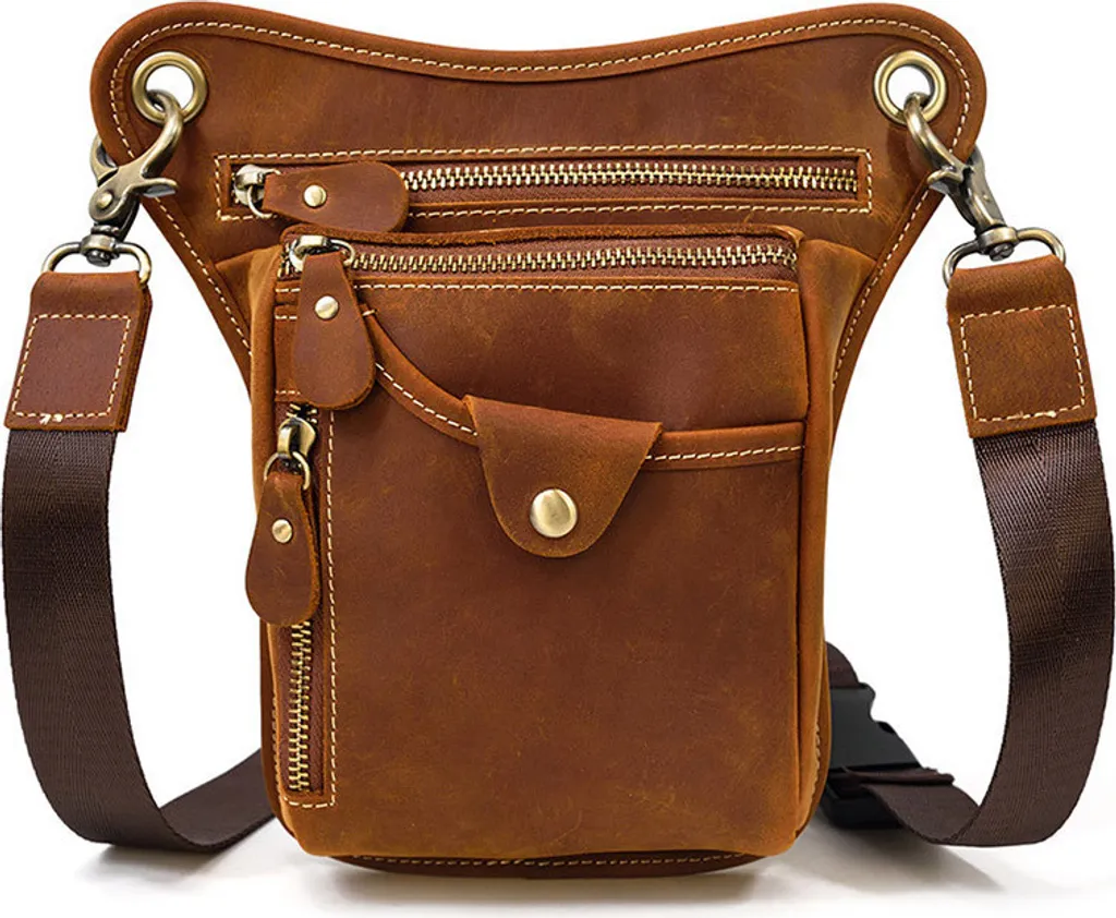 INF Sacoche Banane et Épaule de Plein Air Marron Clair Style Urbain