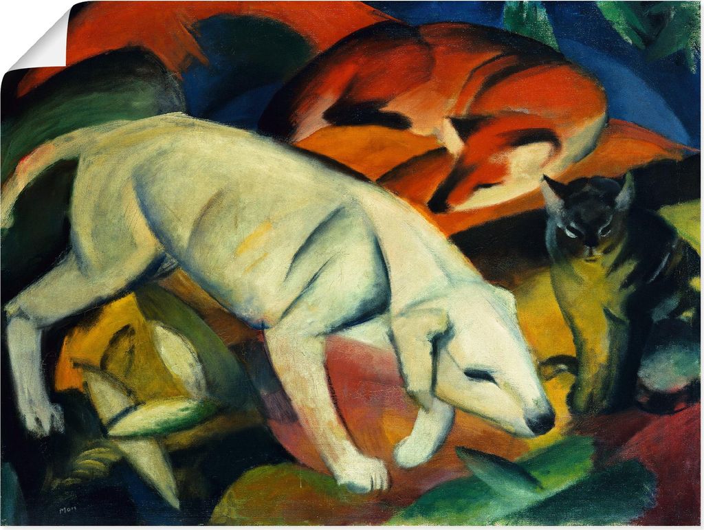 ARTland Poster Drei Tiere (Hund Fuchs und Katze). 1912 Größe: 120x90 cm
