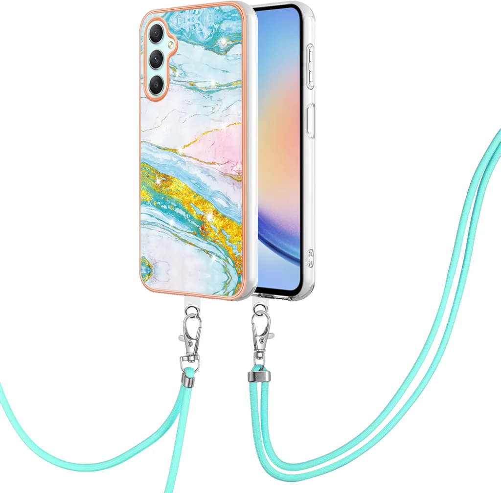 Custodia Turchese per Samsung A35 | Cover Chic con Cinturino Polso