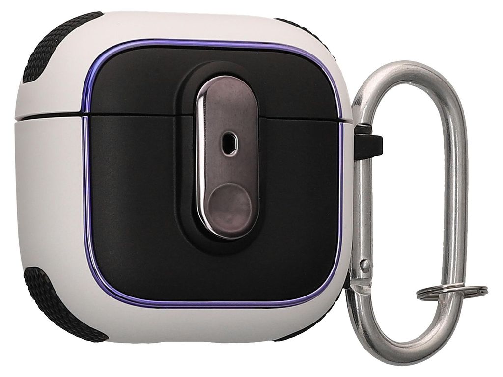 kwmobile Hülle kompatibel mit Apple Airpods 4 Hülle - Kopfhörer Case - TPU Cover mit Karabiner - Stoßfeste Schutzhülle - Weiß Schwarz