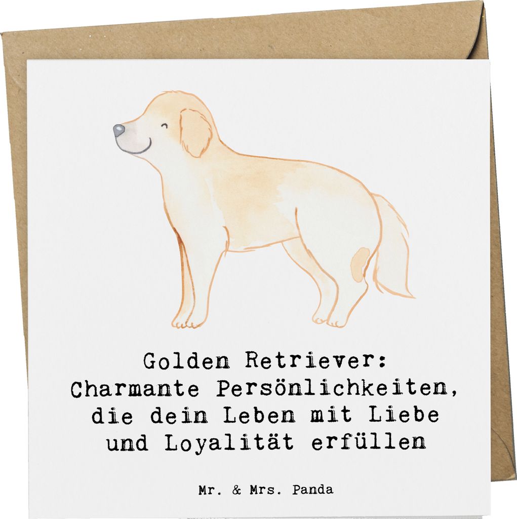 Mr. & Mrs. Panda Glückwunschkarte Golden Retriever Charme - Weiß - Geschenk, Hunderasse, Spielhund, Liebe, freundlicher Hund, Therapiebegleiter, ...