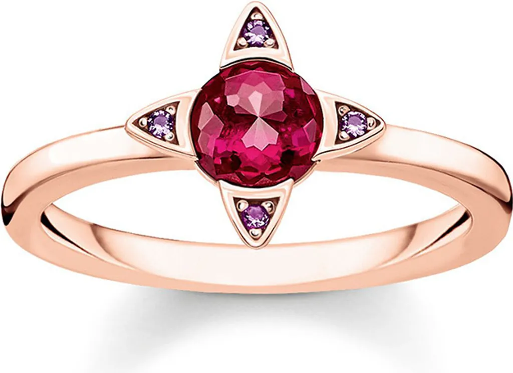 Thomas Sabo Anello Donna Argento 925 Con Pietra Sfaccettata - Anello Impilabile Geometrico, Taglia 54, Design Alla Moda E Femminile