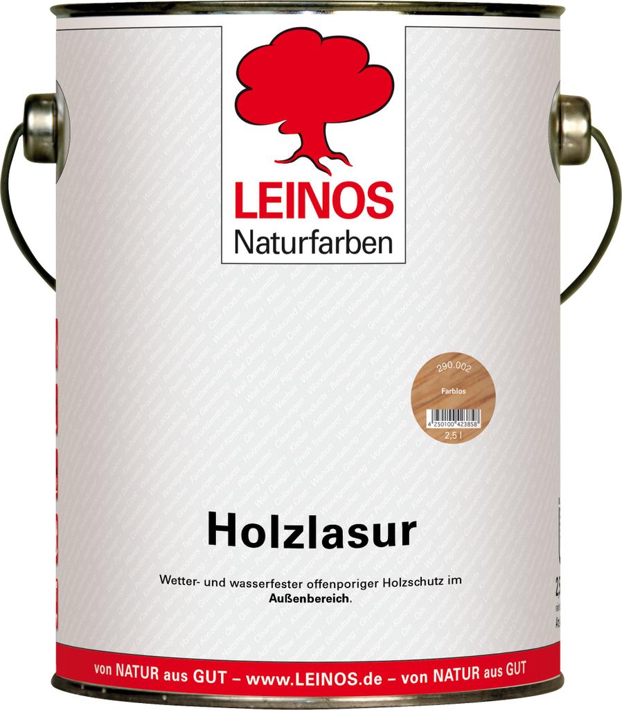 Wetterfeste Holzlasur für Außen 002 Farblos 2,50 Liter - offenporiger Holzschutz mit Filmschutz gegen Pilzbefall - für Fenster, Türen, Zäune &...