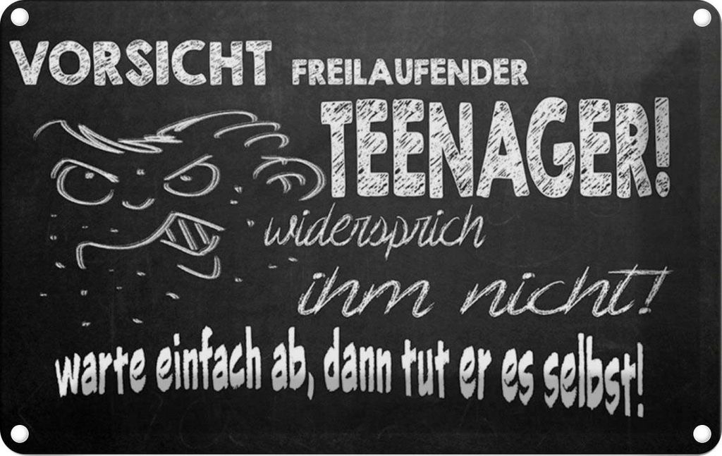 vianmo Blechschild 20x30 cm Vorsicht freilaufender Teenager Warnschild Hinweisschild Sicherheit