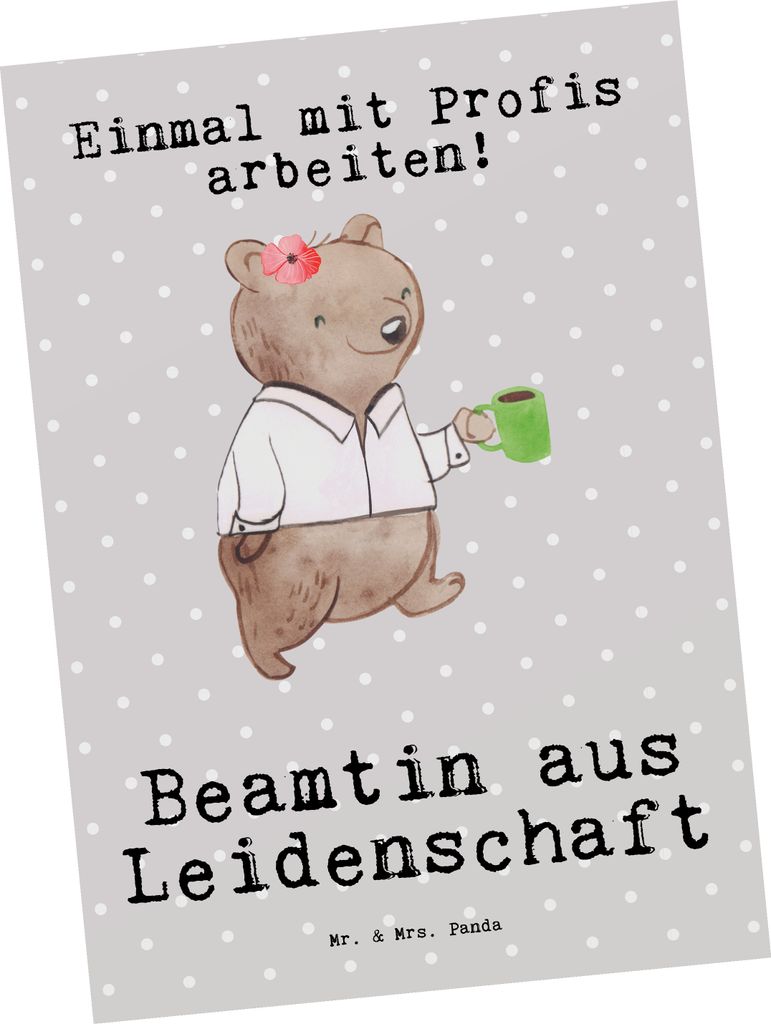 Mr. & Mrs. Panda Postkarte Beamtin Leidenschaft - Grau Produktbild 