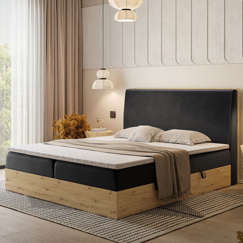 ARTES Boxspringbett mit Bonellmatratze 140x200 cm Riviera 100 mit Topper