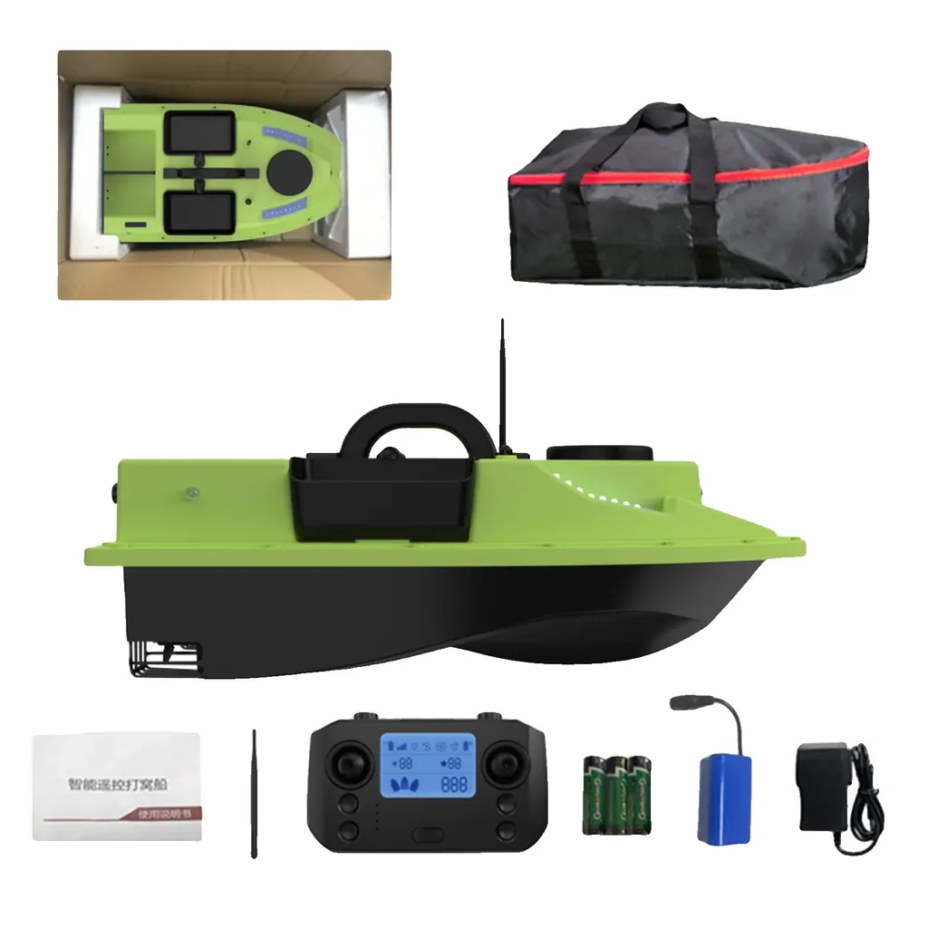 Bateau amorceur GPS RC avec 4 bacs et télécommande sans fil Orange