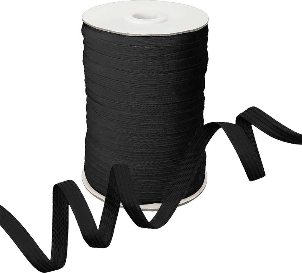 100m Gummiband Gummilitze 7mm flach gestrickt Stretch Elastisch in 19 Farben, Gurtband:301 anthrazit