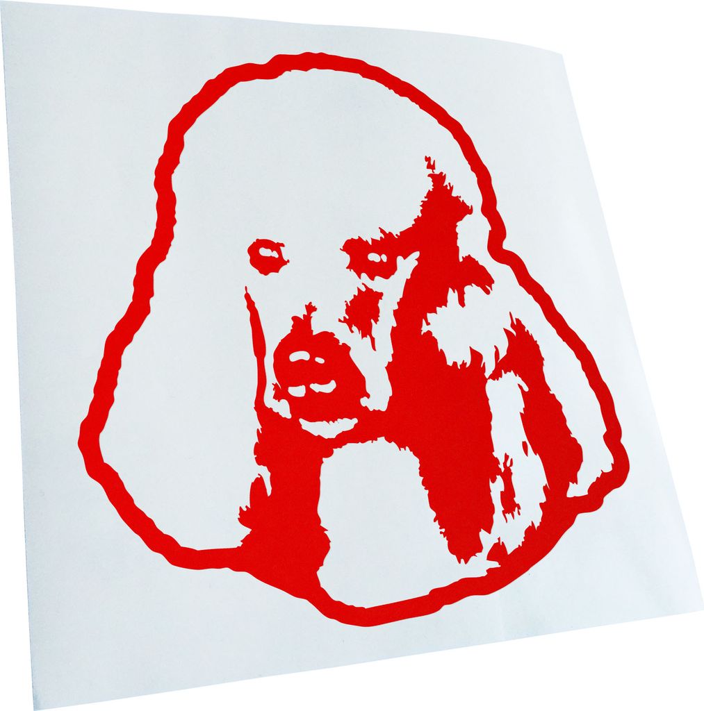 Kiwistar - Autoaufkleber - Poodle Hund - Rot - 30x27cm - Aufkleber für Auto, Laptop, Fahrrad, LKW, Motorrad mehrfarbig JDM Decal Racing