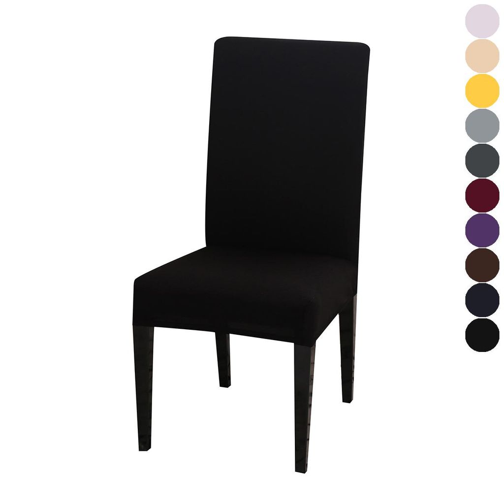 2er Set Stretch Stuhlhussen Universal Stuhlbezug Stuhlüberzüge Hussen für Hochzeit Esszimmer Bankett Party Restaurant, Schwarz