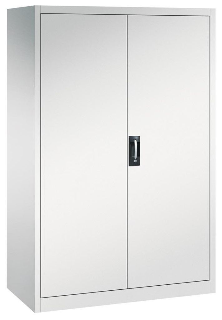 Großraum-Werkzeugschrank mit Vollblech-Flügeltüren, 3 Schubladen mittig, 3 Verstellböden, BxTxH 1200x600x1950 mm, RAL 7035