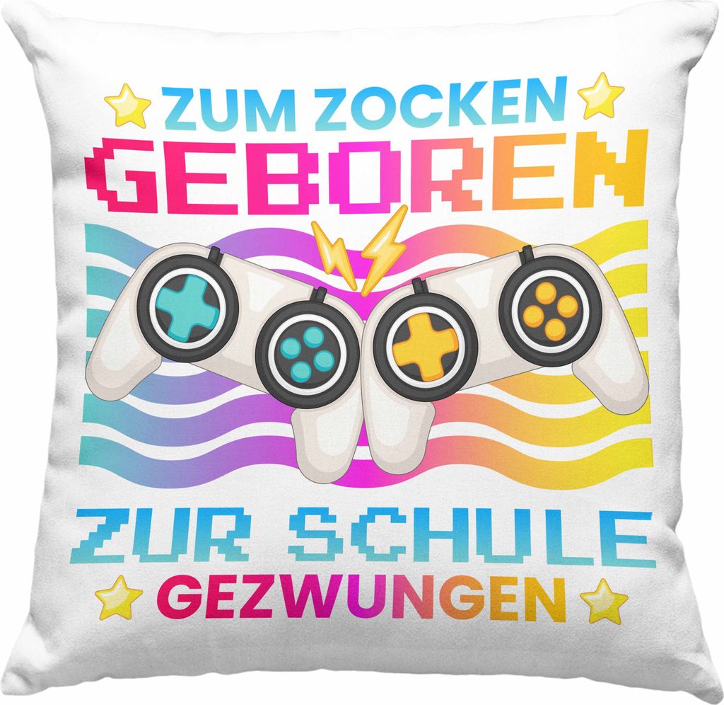 Trendation - Gamer Deko-Kissen mit Füllung 40x40 Geschenk Jungen Zocker Mitbringsel Männer Zocken Gaming Geschenkideen PC Kinder Zubehör Spruch ...