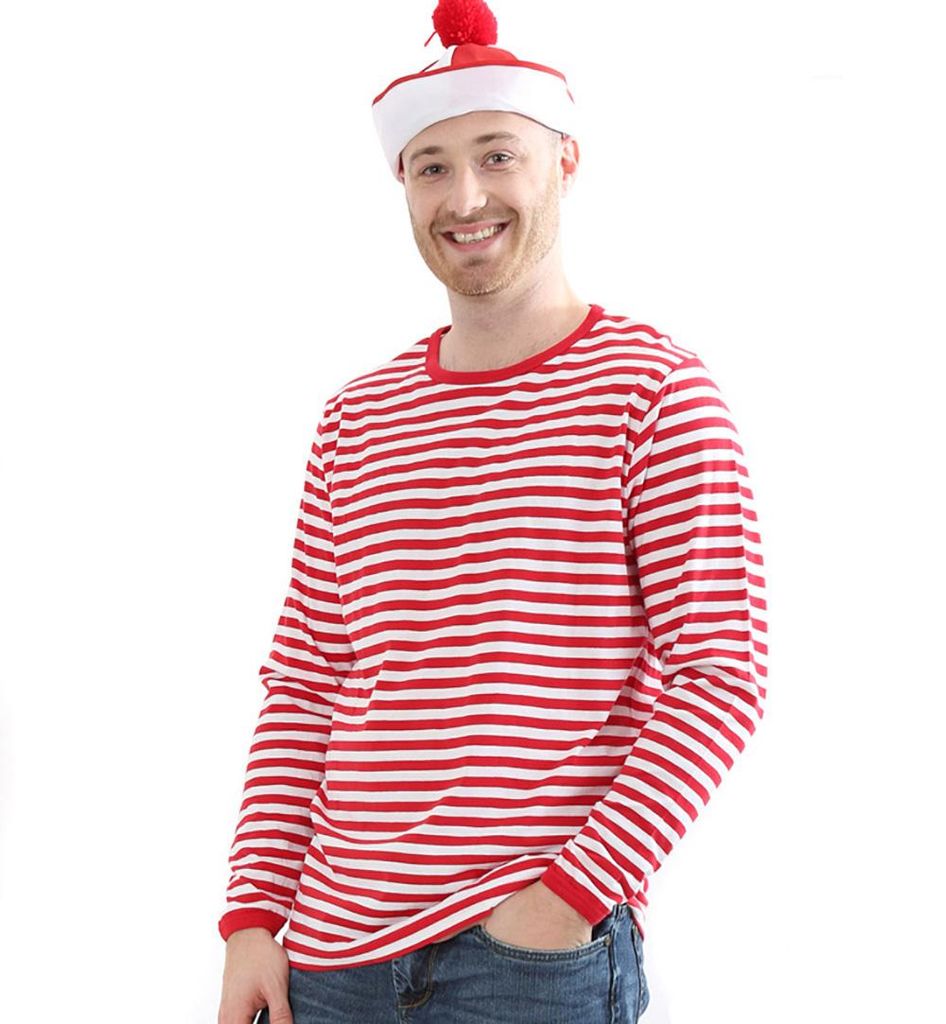 Ringelpullover rot/weiß gestreift Oberteil Rundhalsausschnitt Langarm (XL)