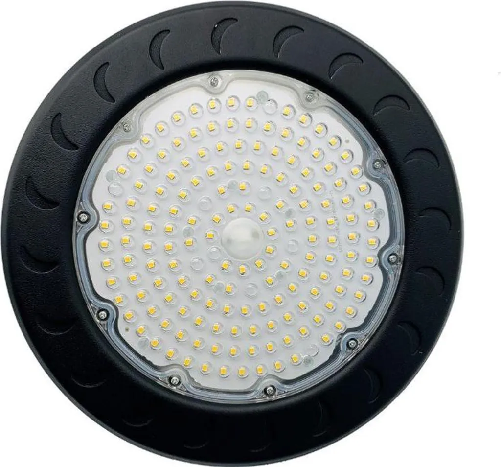 Suspension HighBay UFO 100W Éclairage Puissant 6000K IP65 Noir Mat