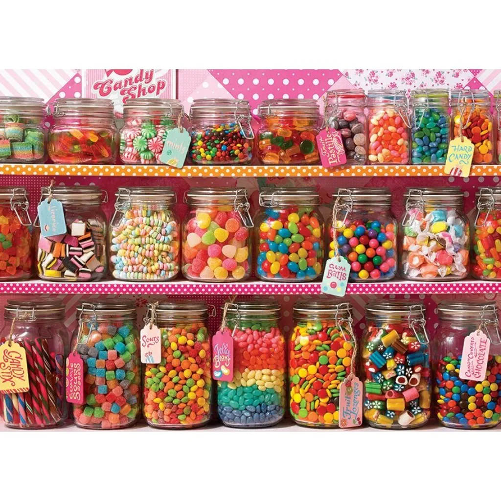 Activité en famille : Puzzle Sweet Shelf 350 pièces Cobble Hill thématique