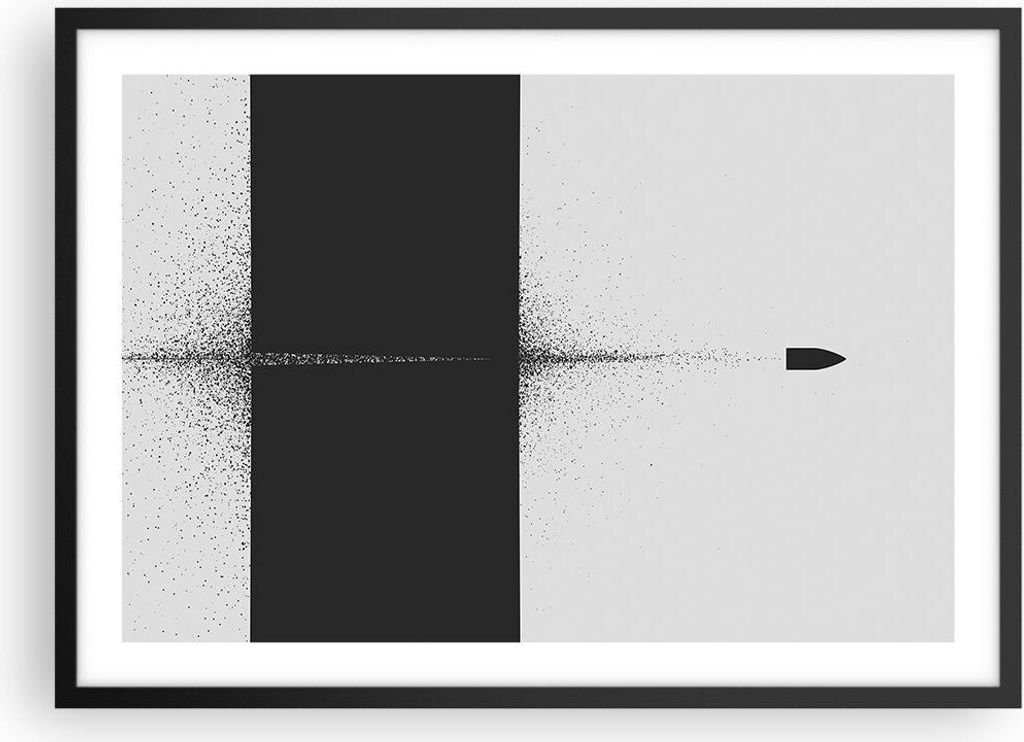 Gerahmtes Poster - Schwarzer Rahmen - Kugel Schwarzweiß Modern - 70x50 cm - Wand Bild - Wanddeko - Wandbilder - Kunstposter - Wandposter - Bilderr...