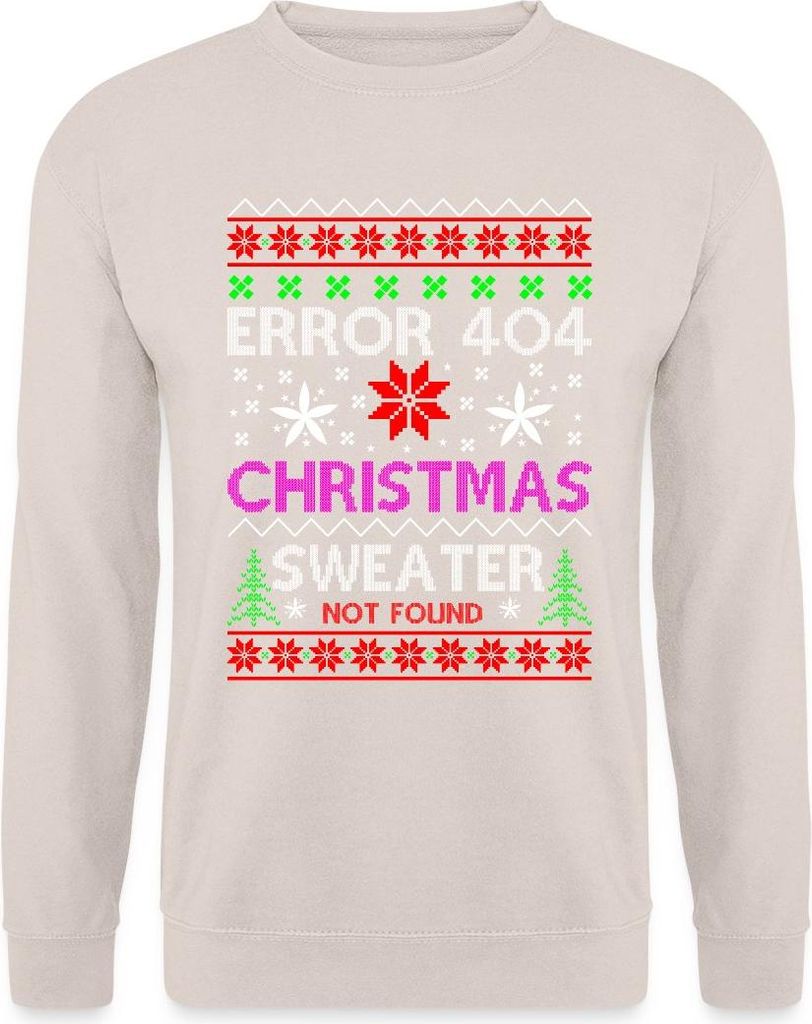 Spreadshirt Error 404 Ugly Christmas IT Nerd Geschenk Uni Pullover, XXL, Sand