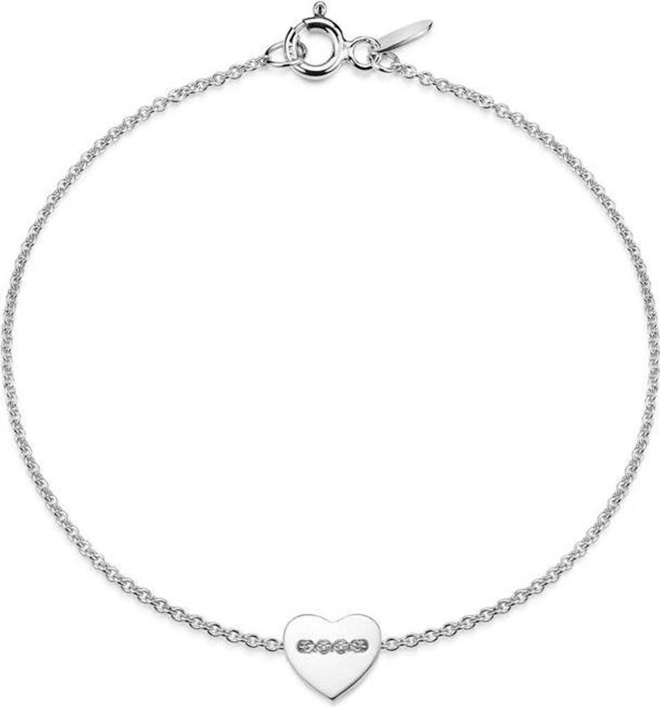 SILBERKETTEN STORE Erbskette Armband 1,3mm mit Herz - 925 Silber, Länge wählbar - 18cm