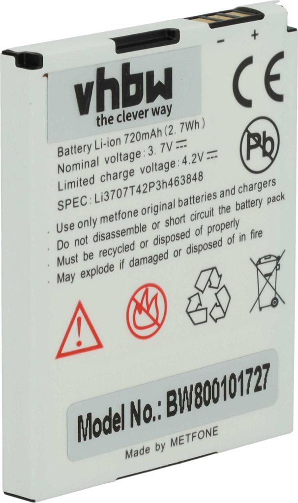 vhbw Akku Ersatz für ZTE Li3707T42P3h463848 für Handy Smartphone Telefon (600 mAh, 3,7 V, Li-Ion)