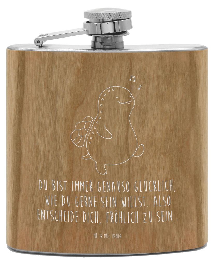 Mr. & Mrs. Panda Hip Flask Schildkröte Pfeifen - Transparent - Geschenk, outdoor flachmann, Edelstahl, Spazieren, Motivation, Depression, taschenf...