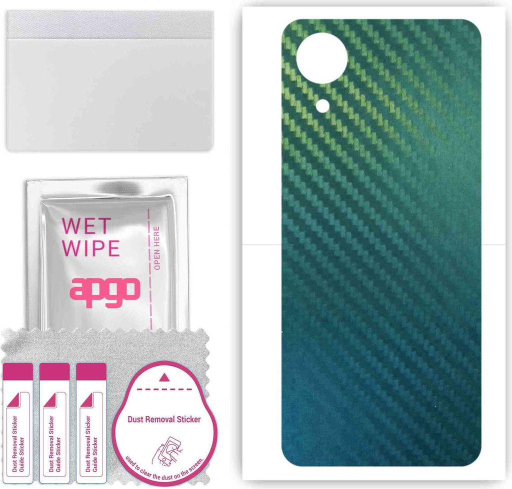 apgo Rückseite Schutzfolie, Skin, kompatibel mit Oppo A17k, Hinten Displayschutzfolie aus Vinylfolie, kratzfest, einfache Montage - Kohlenstoff-Ch...