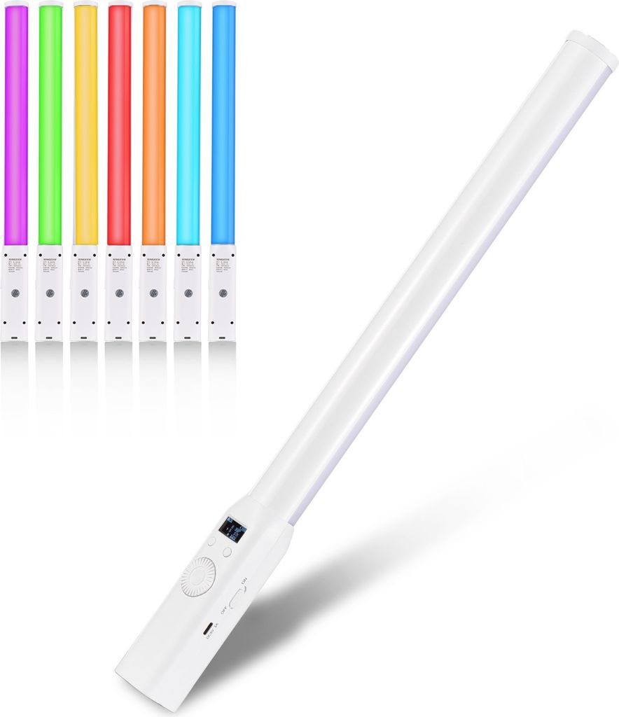 Handheld-RGB-Roehrenlicht, 10 W, LED-Videolichtstab, 2500 K šC 9900 K, dimmbar, 20 Szenen-Lichteffekte, eingebauter Akku mit Mini-Stativ fuer Vlog...