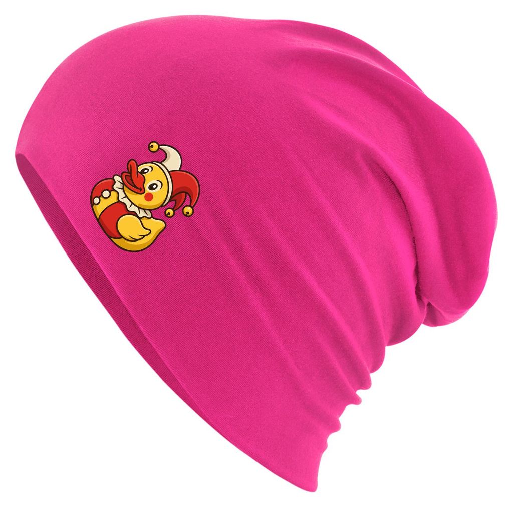 Huuraa Beanie Quietscheente Joker Gummiente Hofnarr Fuchsia One Size Baumwolle und Elasthan Mütze Geschenkidee