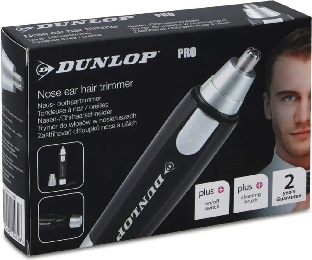 Tondeuse Dunlop Pro Nez et Oreilles - Lames Inox et Système de Coupe Circulaire