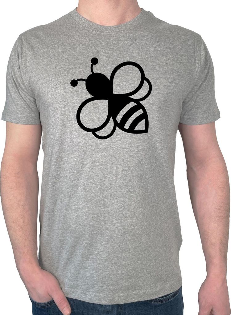 Huuraa Herren T-Shirt Biene Silhouette S Sport Grey Bio Baumwolle Fairtrade Herrenshirt Geschenkidee