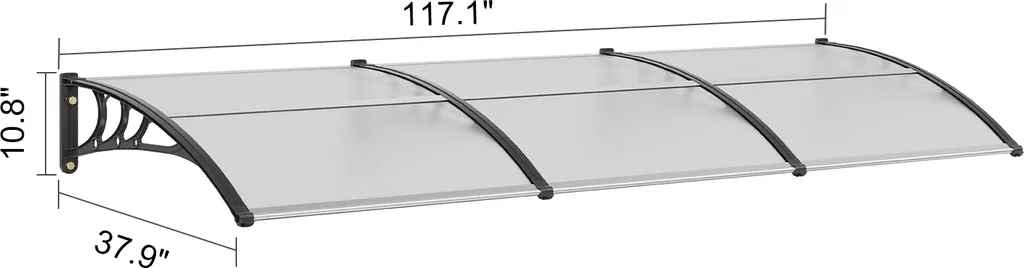 SucceBuy tenda da sole per finestre e porte, tenda da sole per patio esterno da 38 x 117 pollici, pellicola di protezione solare UF50+ PC, parasole trasparente impermeabile per la protezione da raggi UV, pioggia e neve - 8