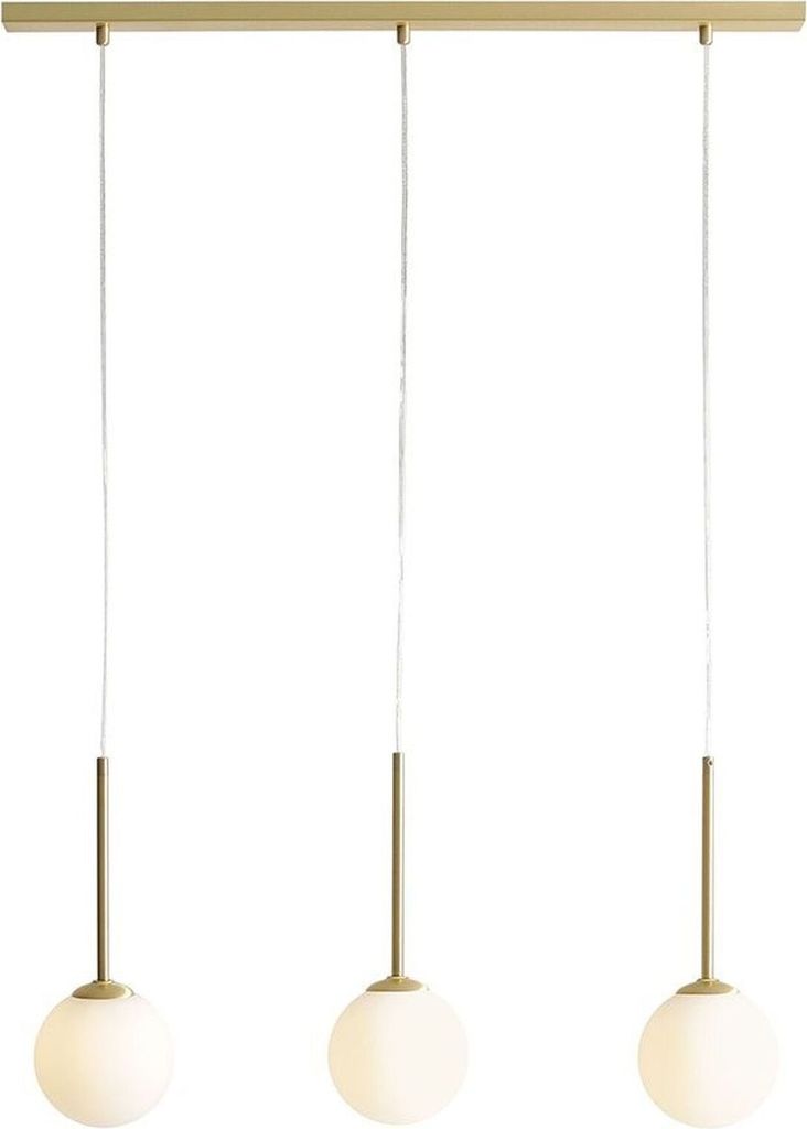 Hängeleuchte Metall Glas H: max. 120 cm in Messing Weiß E14 3-flammig Kugel Schirm Modern Pendelleuchte