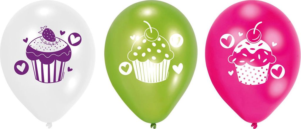 Bunte Cupcake-Luftballons 22cm 6 Stk