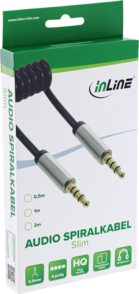 InLine 99272, 3,5 mm, Samec, 3,5 mm, Samec, 2 meter, zwart Productafbeelding 