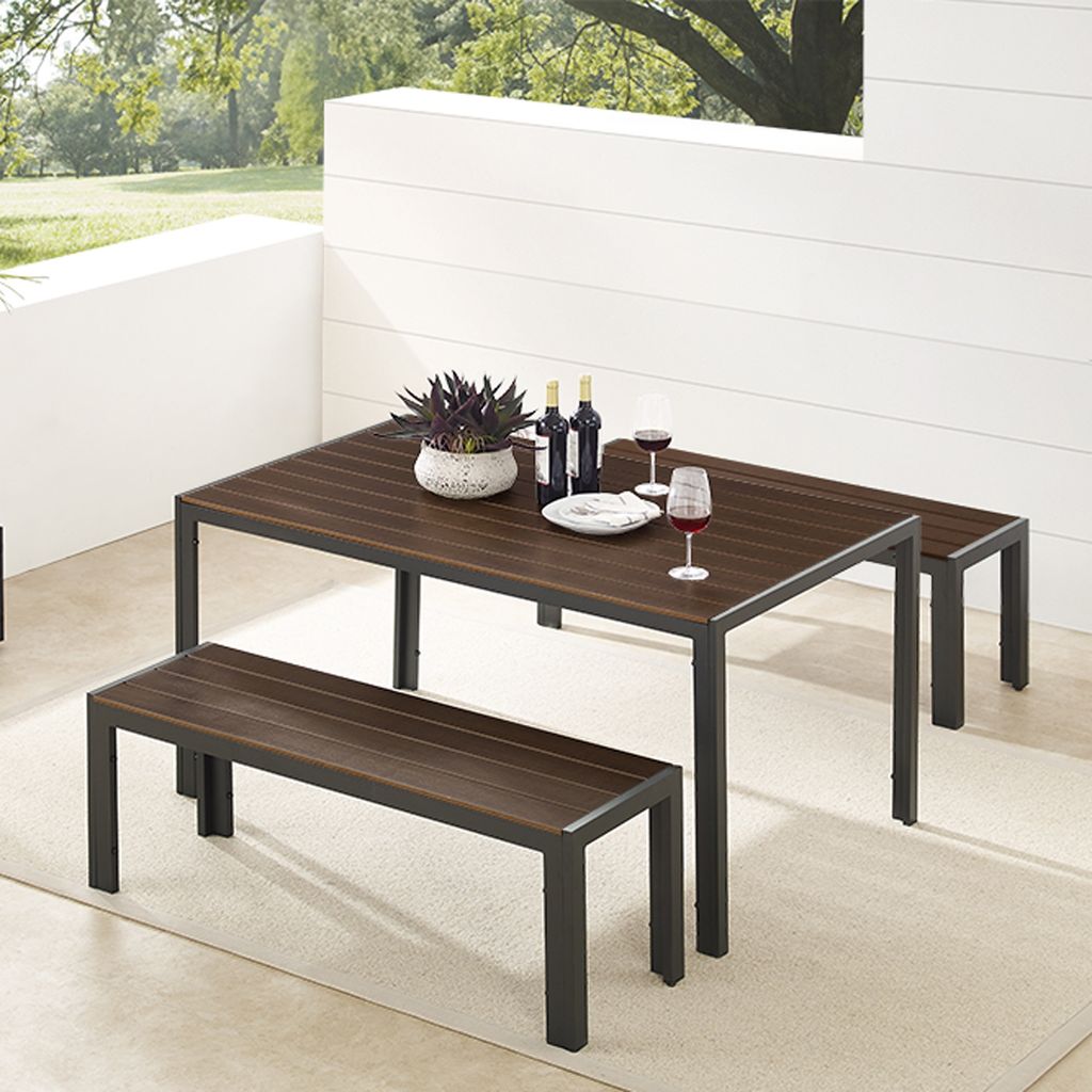 riess-ambiente Moderne Gartenbank DESIGNO 130cm dunkelbraun schwarz Aluminium wetterfest Outdoor Sitzbank Terrassenbank Balkonbank Bank