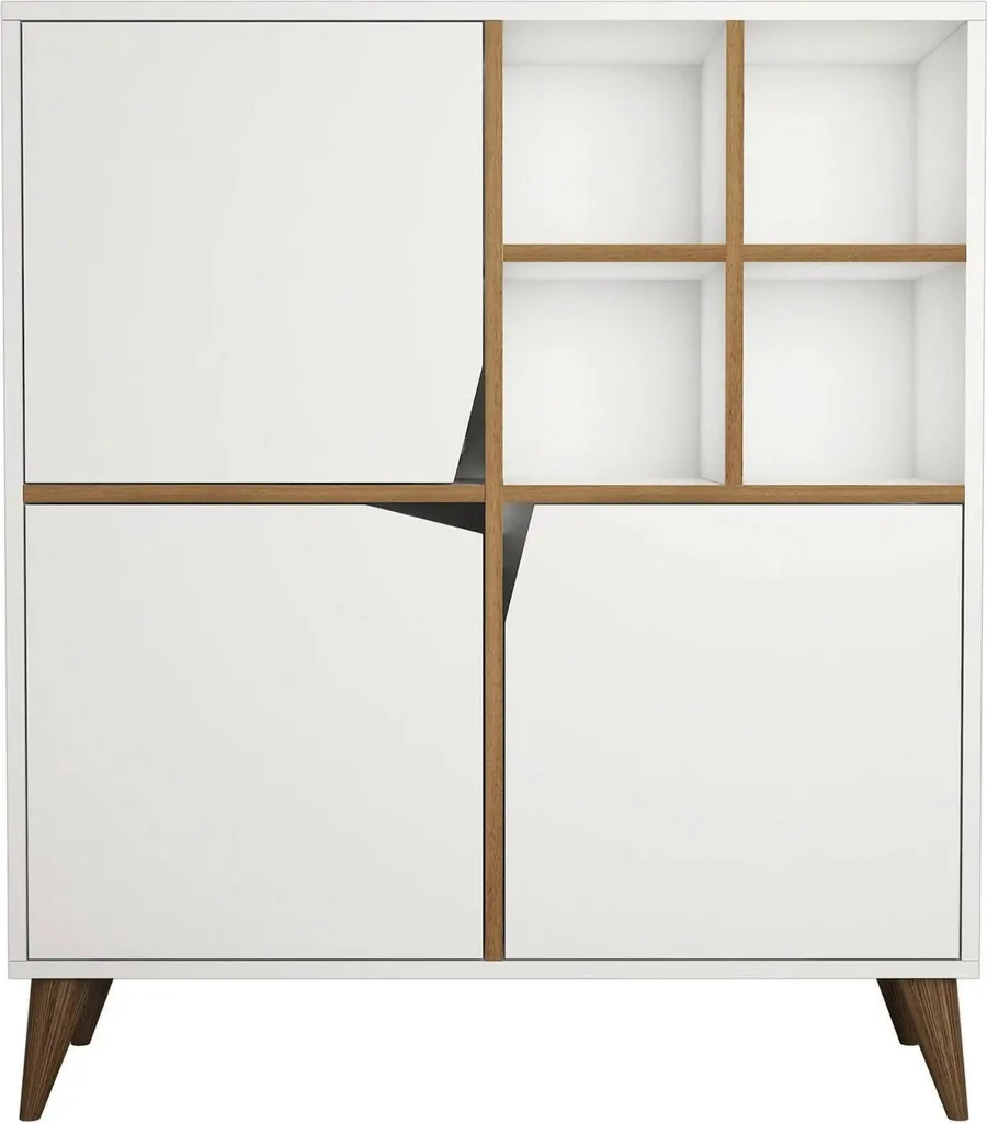 Buffet Londres de Rangement Mural Blanc 100 cm pour Dossiers et Livres