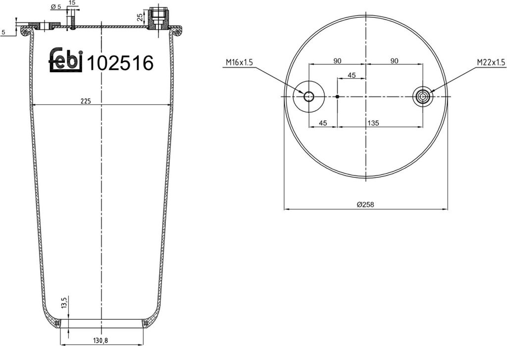 FEBI BILSTEIN Luftfederbalg 102516 Hinten passend für Produktbild 