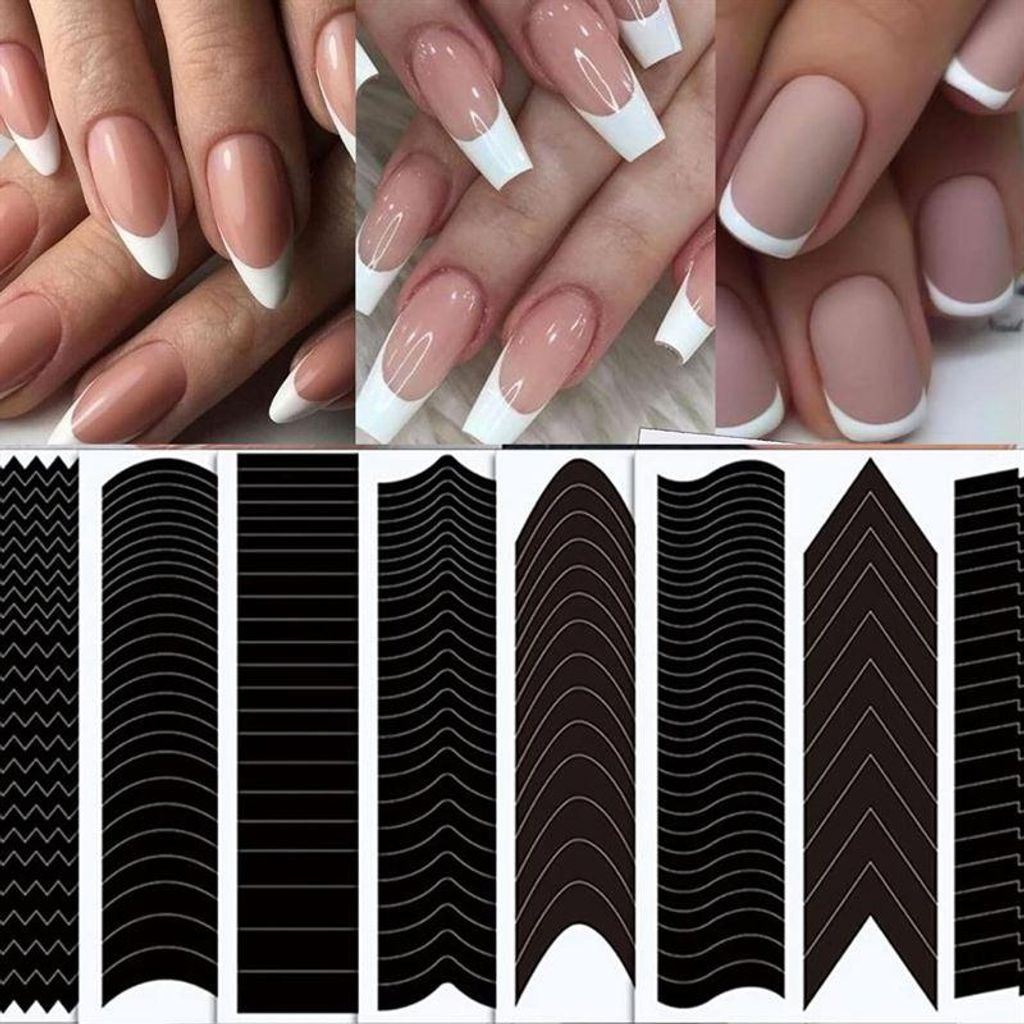 Zestaw naklejek szablonów do manicure francuskiego UNIQ (6 Zdjęcie produktu 