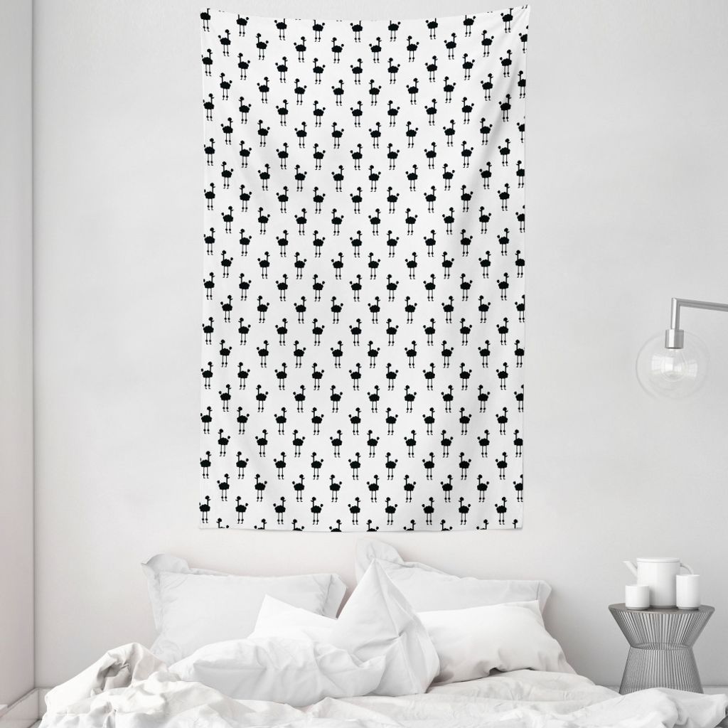 ABAKUHAUS Schwarz und weiß Wandteppich und Tagesdecke, Minimalist Tiere aus Weiches Mikrofaser Stoff Waschbar ohne Verblassen Digitaldruck, 140 x ...