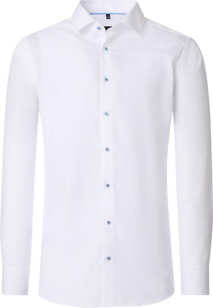 VENTI Herren Businesshemd Langarm Kent Modern-Fit Popeline Weiß 44