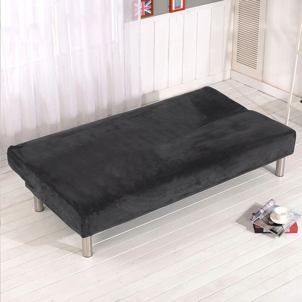 Armless Schlafsofa-Bezüge, Anti-Rutsch-Couchabdeckungen Möbelschutz Futon Cover, Dunkelgrau