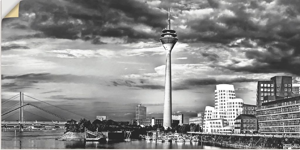 ARTland Wandbild, selbstklebend Düsseldorf Collage Skyline 10 Größe: 100x50 cm